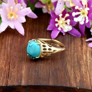 Gorgeous 18k <b>Gold</b> Vermeil Sterling Silver <b>Ring</b> 925 Sterling Silver Statement Blue <b>Turquoise</b> December Birthstone Fine Gift - Product Image 2