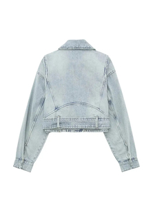 Women Autumn Winter <b>Denim</b> <b>Coat</b> Lapel Long Sleeve Short Jackets Lady Loose Streetwear Women Jacket - Product Image 2