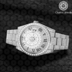 Montre de luxe Charm_Jewells en or, 40 mm, ronde, analogique, à quartz, sertie de diamants, unisexe, montre de mode - Product Image 2
