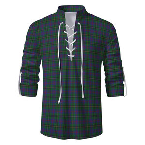 Chemises traditionnelles écossaises Jacobite Ghillie Kilt à manches longues et lacets, motif tartan, pour hommes, de haute qualité, couleur noire - Product Image 3