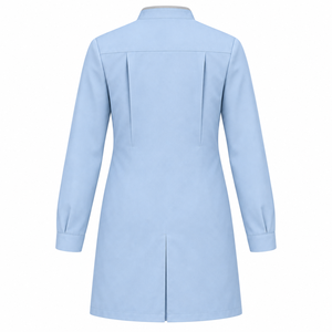 Blouse Médicale Bleu Glacé Col Montant Cinq Boutons Personnalisable Vente en Gros Unisexe Uniforme Médical Tenue de Travail Soins de Santé Poches Plissées - Product Image 2