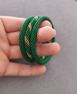 กำไลข้อมือถักโครเชต์ประดับลูกปัดแก้วทอมือจากเนปาล ลายสีน้ำเงินเงิน แบบม้วน สำหรับผู้หญิง เครื่องประดับชาติพันธุ์ ของตกแต่งข้อมือ - Product Image 6