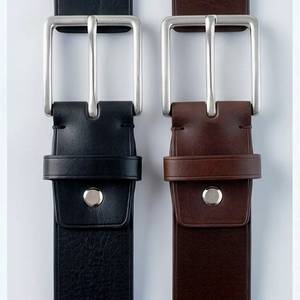 Cinturón Casual de Cuero Genuino para Hombre, Color Negro o Marrón, Hebilla Rectangular Plateada, Marca Starwell Impex - Product Image 1