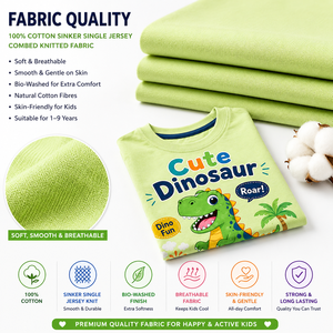 T-shirt unisexe à manches courtes et col rond en jersey motif dinosaure mignon, coupe classique pour homme, 100 % coton respirant, tenue décontractée, Cool Kids Club - Product Image 6