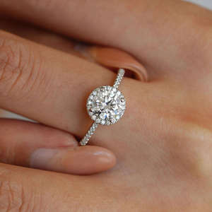 Bague de fiançailles en or blanc 14 carats avec diamant de laboratoire certifié IGI, taille brillant rond, pour femme, 1 carat, 2 carats, 3 carats - Product Image 2