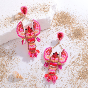 Nuevo Diseño de Verano: Colgante de Langosta Oceánica con Cuentas de Cristal y Perlas Rosas para Mujer, Estilo Clásico y Lindo, por MULTI CRAFT - Product Image 6