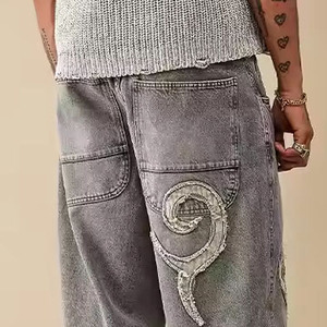 Pantalon en jean bleu foncé coupe ample pour homme, nouveau jean baggy en denim, pantalon baggy style skater - Product Image 2