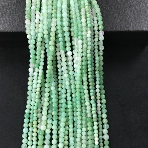 Perles rondes lisses en chrysoprase de qualité AA certifiées IGI 100% naturelles, 3mm-4mm, couleur vert pierre, Fire Vivaaz Gems Jaipur - Product Image 2