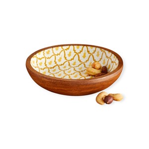 Ensaladera de Madera Hecha a Mano con Interior Esmaltado Floral Rojo y Cucharas de Madera a Juego para un Acento Alegre en la Mesa de Comedor - Product Image 3