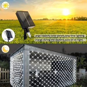 Guirnalda de Luces Solares para Exteriores, Blanca, de 6.6 pies x 9.8 pies, con 200 LED, 8 Modos, para Árboles de Navidad, Césped y Arbustos - Product Image 1