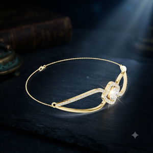 Luxury Yellow Gold Lab Grown Diamond Open Leaf <b>Bangle</b> <b>Bracelet</b> for Women Halo Round Diamond Fine Jewelry - Product Image 1
