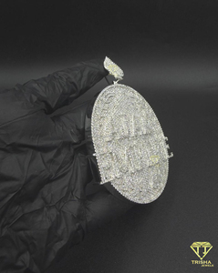 Colgante Redondo de Lujo Personalizado con Nombre, Totalmente Cubierto de Diamantes VVS Cultivados en Laboratorio, en Plata de Ley 925, Joyería Hip Hop - Product Image 4