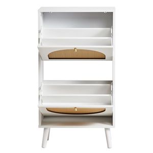 FCH 2 Dump Buckets High Feet Rattan Shoe Cabinet 54*24*98cm White <b>Frame</b> Particle Board <b>Plastic</b> Rattan Original W Shoe Racks - Product Image 3