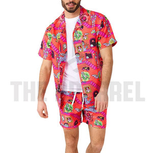 Nuevo Conjunto de Traje de Verano Informal de 2 Piezas para Hombre, Camiseta de Manga Corta y Pantalones Cortos con Bolsillos con Cremallera - Product Image 3