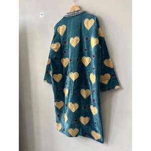 Camisón de Terciopelo Suzani Hecho a Mano, Precio al por Mayor, Calidad Premium, Corazones Bordados, Elegante, Estilo Boho, Color Personalizado, Largo hasta la Rodilla para Mujer - Product Image 6