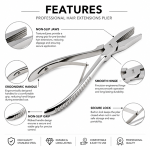 Juego de Pinzas Profesionales de Acero Inoxidable para Extensiones de Cabello con Agarre Fuerte |   Herramienta de Precisión para Remover Extensiones de Cabello con Anillos Micro - Product Image 5