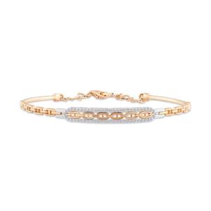 Pulsera de Plata de Ley Chapada en Oro Rosa con Eslabones de Ancla y Adorno de Piedras Brillantes, Joyería Fina Moderna para Mujer - Product Image 1