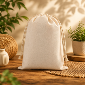 Pochette classique en mousseline de coton |   Sac d'emballage cadeau réutilisable avec cordon de serrage, étui de rangement écologique, vente en gros, sacs personnalisés avec logo - Product Image 4