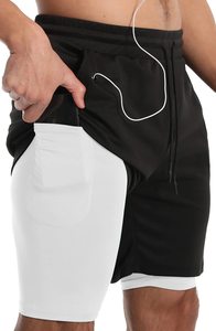 กางเกงยิมขาสั้นผู้ชายแบบสั่งทำขายส่ง OEM พร้อมสี ขนาด และโลโก้ที่ปรับแต่งได้ กางเกงยิมระบายอากาศสำหรับผู้ชาย - Product Image 2