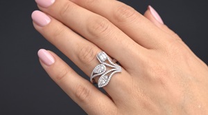 Anillo de declaración de lujo con diamante cultivado en laboratorio certificado IGI, chapado en rodio, con halo cruzado marquesa de pera, para fiesta de aniversario, OEM - Product Image 4