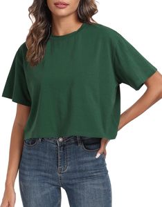 Womens Cropped Tee Shirt Soft Breathable Cotton Short Sleeve Round Neck Slim Fit Fashion Streetwear Custom Design Manufacturer - Product Image 1