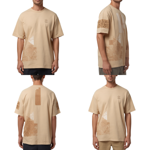 Camiseta de Lujo para Hombre con Hombros Caídos y Diseño Gráfico de Geometría del Desierto, Ajuste Moderno y Relajado - Product Image 3