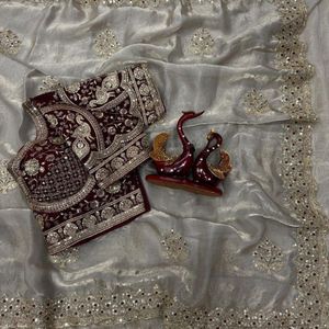 Premium Designer <b>Satin</b> <b>Saree</b> with Rich Embroidery Sequence Work, Heavy Border, Butta Design & Ready Blouse - Product Image 4