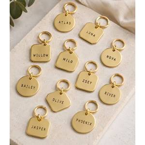 Best Quality Custom Engraved Eco-Friendly Modern Brass Pet ID <b>Tags</b> Personalized Dog <b>Cat</b> Name <b>Tags</b> with Gold Color - Product Image 1
