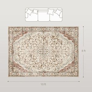Tappeto Classico Floreale 8x10 Antiscivolo Lavabile in Lavatrice per Soggiorno e Camera da Letto, Set Marrone Misto - Product Image 3