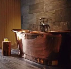 Baignoire autoportante ovale de luxe en cuivre martelé avec une seule cuvette et finition antique, écologique pour salle de bain et spa - Product Image 2