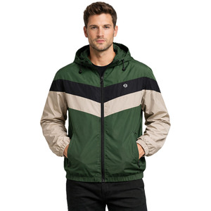 Veste coupe-vent à capuche color block pour homme, en nylon imperméable, streetwear outdoor, logo personnalisé, haute qualité, vente en gros, faible MOQ - Product Image 4