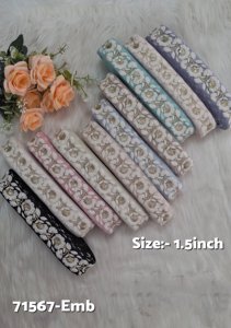 Elegant Light Pastel Floral Embroidered <b>Laces</b> for dresses sarees crafts and premium fashion embellishments. - Product Image 5