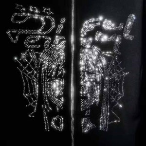 Sudadera con capucha extragrande con cremallera completa y pedrería, estilo Y2K con estrellas, personalizada, fabricada por Twin City Graphic, sudadera gruesa, venta al por mayor. - Product Image 5