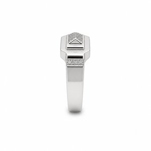 Bague pour homme en argent sterling 925, style signet géométrique classique, avec grappe de diamants carrés, finition polie, pour mariage, fête et usage quotidien, bijou raffiné - Product Image 4