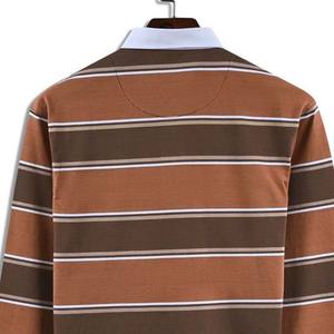 Maillot de rugby en coton à logo brodé personnalisé, chemise polo de rugby à manches longues pour homme, vêtements d'extérieur, design rayé - Product Image 5