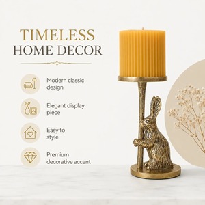 Porte-bougie en aluminium en forme de lapin, fait main, durable, écologique, résistant à la chaleur, décoration pour la maison, utilisation de Pâques - Product Image 6