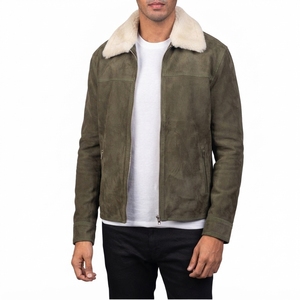 Custom Men's Genuine Sheep Skin Leather <b>Jacket</b> Spring Casual Outdoor <b>Waterproof</b> Coated Stand Collar Zipper <b>Thin</b> High Street - Product Image 4