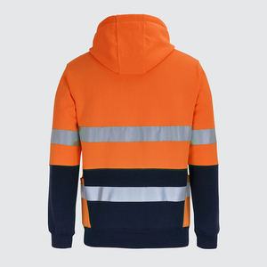 เสื้อฮู้ดสะท้อนแสงมาตรฐาน EN ISO 20471 ระดับ 2 สีเขียวมะนาว ลายทางสีน้ำเงินกรมท่า - Product Image 6