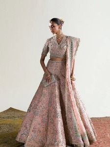 Élégante Robe Lehenga Choli en Soie Rose Brodé, Longueur Ras du Sol, Traditionnelle pour Mariage et Fêtes, Haute Qualité pour Femme, Inde - Product Image 5