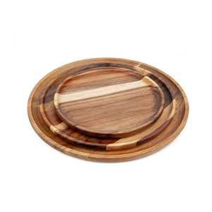 Hot Sale Modern Wood Round Engraved Charger Plates Eco-Friendly Business Gifts Food Server <b>Platter</b> 50 Pcs Durable - Product Image 1