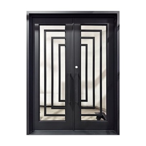Royal Luxury Hand-forged Iron Entry Doors Rust-Resistant Easy Assembly Arched Design Modern Style <b>Swing</b> Opening - Product Image 1