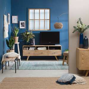 Meuble TV Vandana Cresta Vento en bois de manguier blanchi - Product Image 4