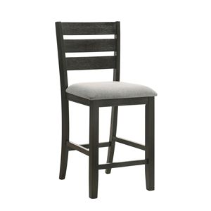 Contemporary Style 2pc Set Bar <b>Stool</b> Charcoal Finish Counter Height <b>Dining</b> Chair with Fabric Upholstery Wooden Furniture - Product Image 1