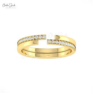 Anillo de Diamantes Blancos en Zigzag, Claridad I1-I2, Anillo de Boda Abierto con Diamantes, Anillo Geométrico con Engaste Pavé, Productos al por Mayor - Product Image 3