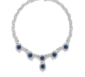 Colliers en argent sterling 925 avec diamants moissanite, colliers bleus et blancs à coupe poire et coussin, collier moissanite 89,02 ct - Product Image 2
