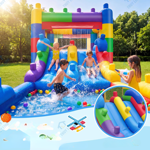 Castillo Inflable de Bloques de Construcción con Tobogán, Combinación de Juegos Inflables de PVC para Niños, Fácil de Instalar, para Fiestas en Exteriores, Jardín y Hogar - Product Image 3