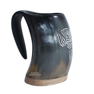 Taza de cuerno de buey auténtico 100% Vikingo, Taza de cerámica de cuerno Real pulido, taza de grado alimenticio de hidromiel, regalo de Navidad - Product Image 3