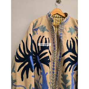 Chaqueta Suzani al por mayor, chaqueta corta con bordado uzbeco, chaqueta con diseño de palmera, chaqueta estilo boho chic con forro de algodón. - Product Image 2
