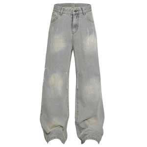 Jean baggy pour homme, coupe slim, en denim délavé, pantalon long, style tendance, jeans délavés à l'acide, fabriqué au Pakistan - Product Image 4