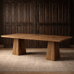 Banc long en teck massif naturel, design minimaliste, assise en bois faite à la main pour salle à manger et espace de vie - Product Image 1